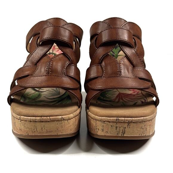 Born BOC Cora Sandal Womens 10M Brown Vegan Leather Wedge Platform Slide New - Picture 3 of 10